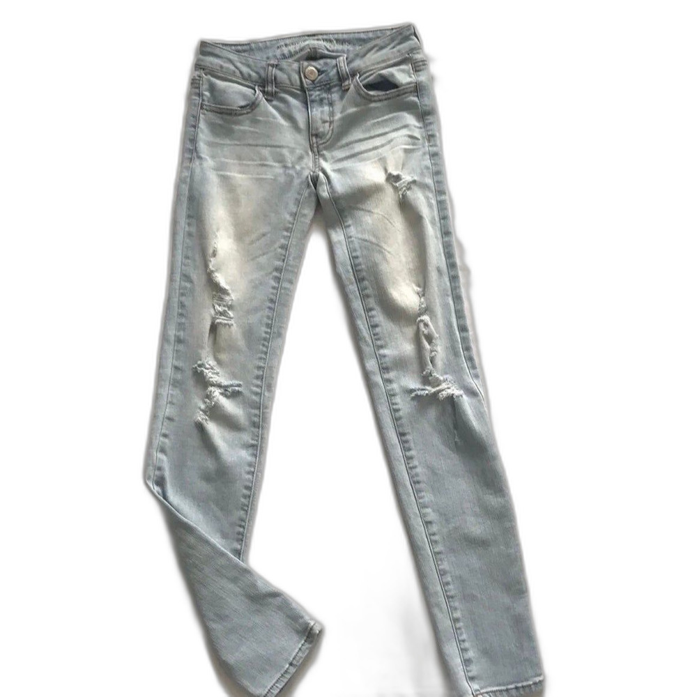 American Eagle Super Stretch Jegging Light wash Jeans Size 00 Regular Distressed